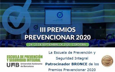 La Escuela de Prevención y Seguridad Integral Patrocinador BRONCE de los Premios Prevencionar 2020