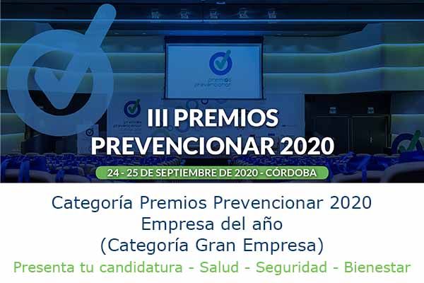 Categoría Premios Prevencionar 2020: Empresa del año (Categoría Gran Empresa)